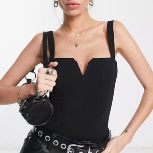 Intimately by Free People Black V-Wire Bodysuit